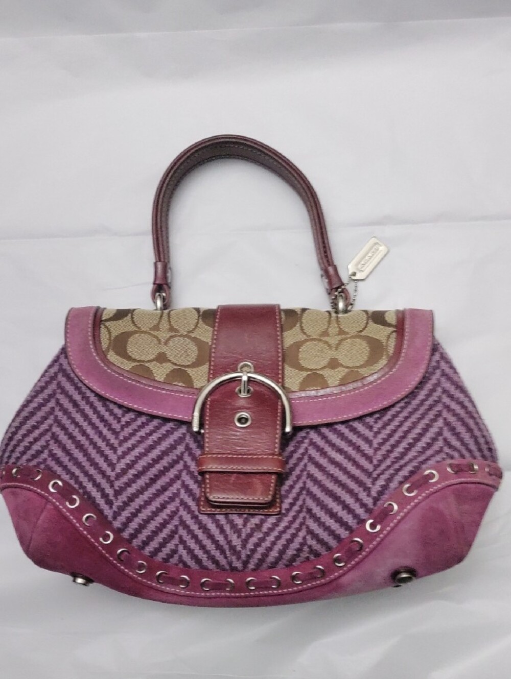 Coach Y2K Vintage #9748 Soho Signature C & Purple Tweed Satchel